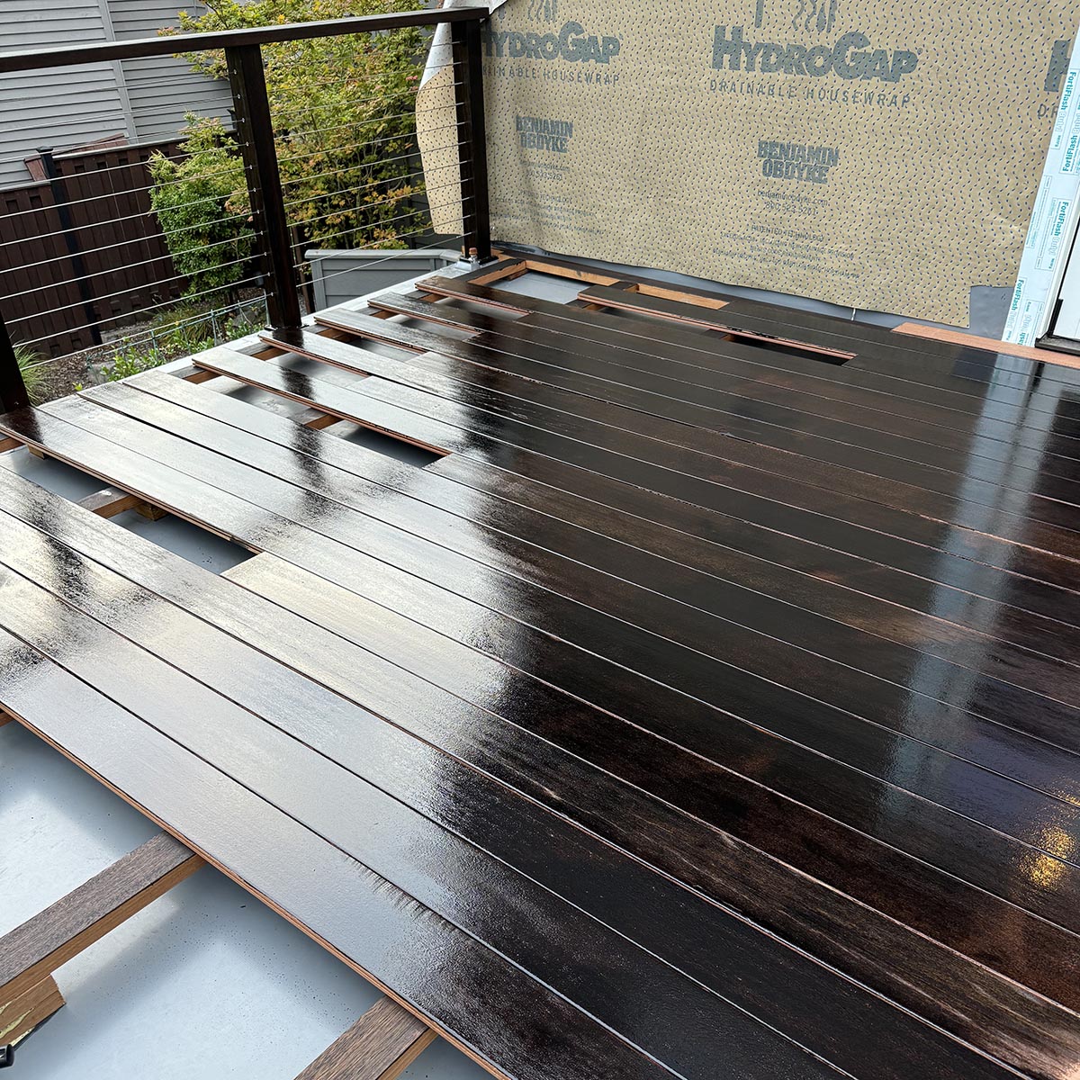 Always Finish the Backsides of your Deck Boards - Nice heavy coat of ExoShield